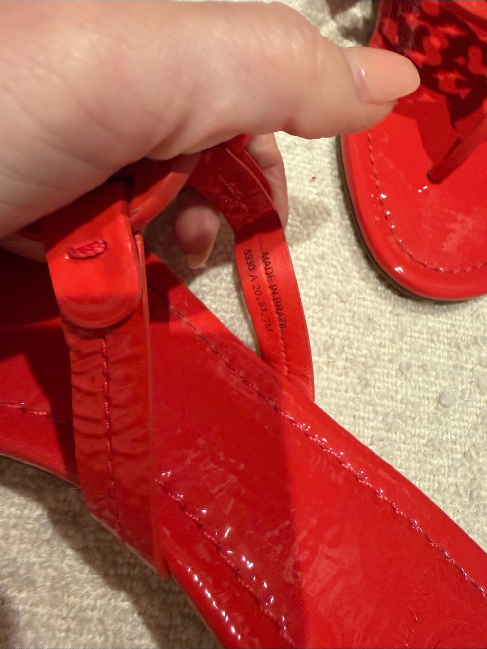 Tory Burch Miller Sandals in a vibrant RED Patent Leather - Picture 5 of 5